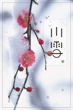 简约清新二十四节气小雪唯美节日海报背景