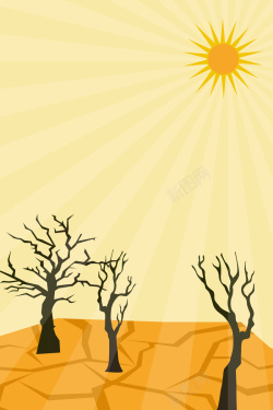 枯萎树木卡通简约自然干旱背景图高清图片