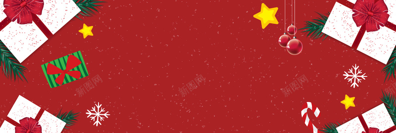 圣诞节圣诞礼物卡通bannerjpg设计背景_新图网 https://ixintu.com 圣诞快乐 圣诞狂欢 圣诞节 星星 礼物 蝴蝶结 礼盒 红色