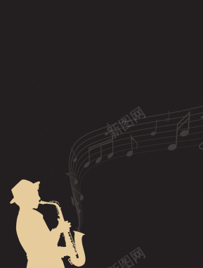 卡通手绘人物剪影交响乐音乐会海报背景素材背景