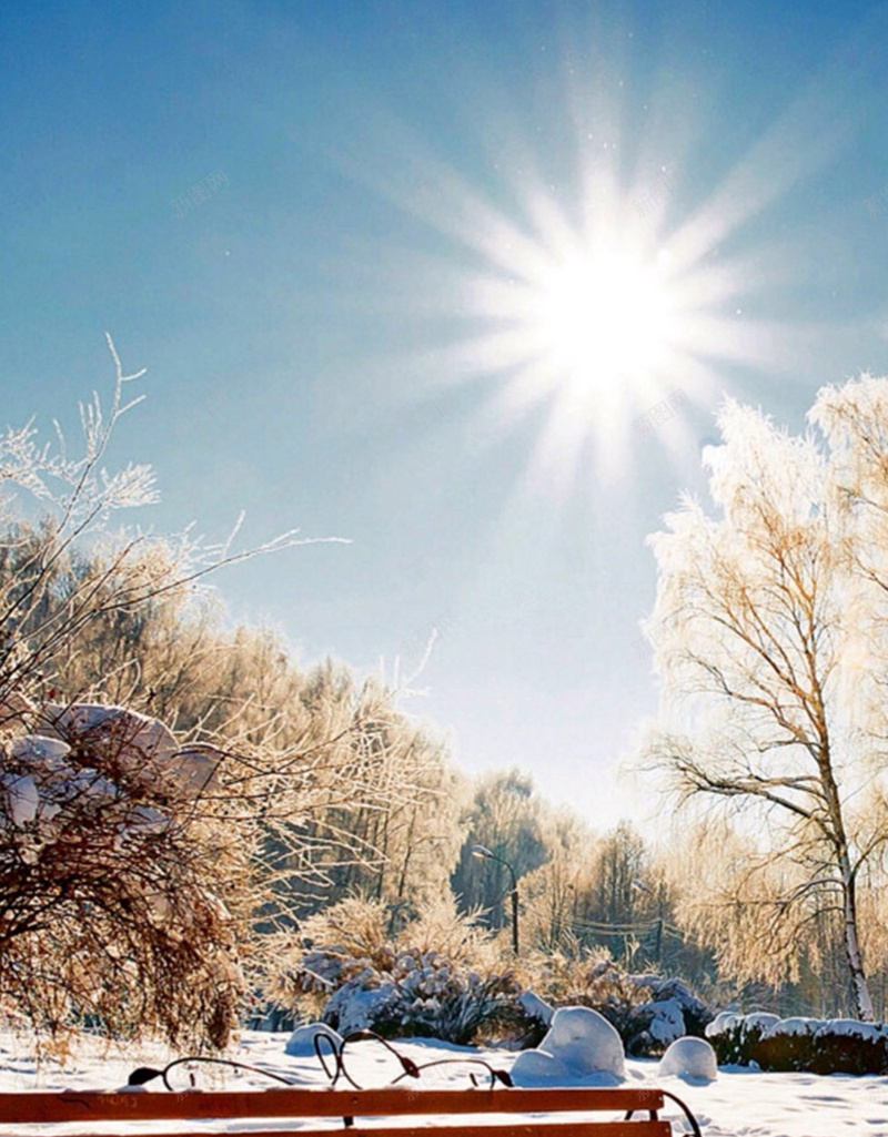 雪中长椅背景jpg设计背景_新图网 https://ixintu.com 阳光 彩色 唯美 雪地 摄影 风景