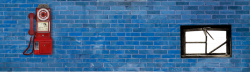 蓝色的砖墙蓝色砖墙唯美背景banner高清图片