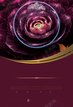 咖啡色皇冠大气鲜花画册紫色背景素材高清图片