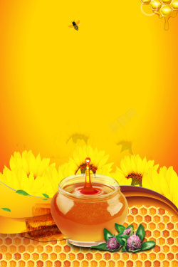 蜂蜜养殖天然蜂蜜黄色海报高清图片