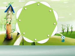 绿色小镇梦幻小镇卡通背景素材高清图片