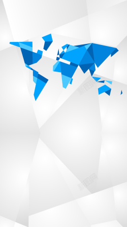知识维权扁平化几何蓝色世界地图H5背景素材高清图片