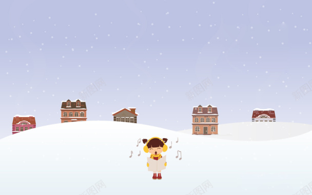 唱歌的小女孩下雪背景