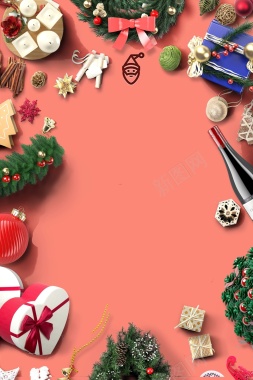 粉色时尚圣诞节促销活动创意海报背景