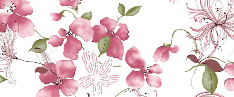 粉色水墨花朵纹理质感图背景