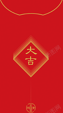 鸡年大吉线条红色红包背景H5背景素材背景