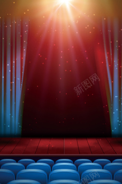 颁奖晚会舞台幕布红色大气灯光简约背景图背景