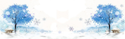 简约冬季素描雪景背景banner背景