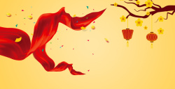 彩带飘零红绸带彩带飘零新年大钜惠海报背景素材高清图片