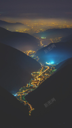 黄色远山图片城市夜景摄影H5素材高清图片