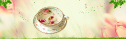 玫瑰茶鲜花桌子养生粥食品店招背景高清图片