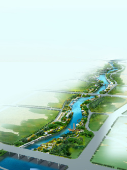 人工河精致城市规划图设计模板PSD分层素材高清图片