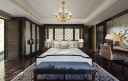 优美窗帘模型奢华欧式卧室家居背景高清图片