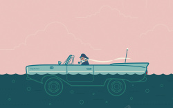 老人接水水里开汽车的老人高清图片