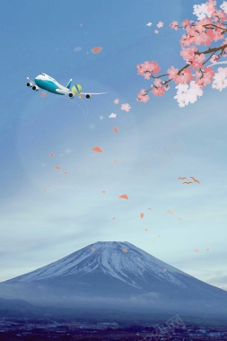 简洁国庆富士山日本旅游海报背景psd背景