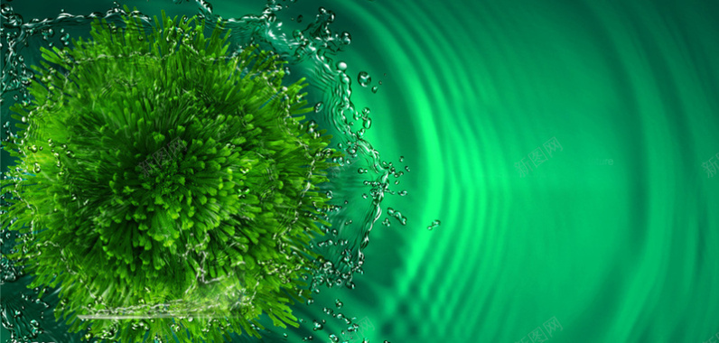 绿色水波微商面膜海报促销背景素材背景