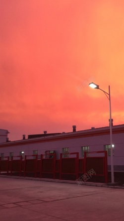 夕阳下工厂路灯H5背景背景