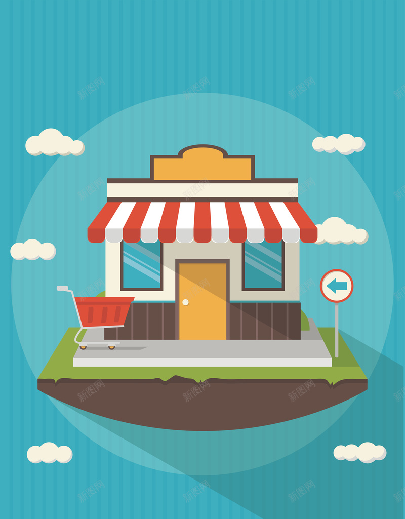 卡通扁平商店店铺海报背景素材eps设计背景_新图网 https://ixintu.com 卡通 扁平 商店 店铺 海报 背景 素材 卡通商店 扁平化