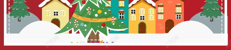 红色可爱卡通圣诞狂欢促销广告psd设计背景_新图网 https://ixintu.com 促销广告 卡通人物 可爱房子 圣诞狂欢 红色背景 商场促销 圣诞促销 圣诞老人