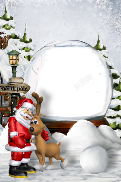 驯鹿相框圣诞相框背景素材高清图片