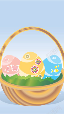 蓝色复活节彩蛋背景图背景