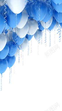 简约蓝色气球H5背景素材背景