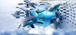 立体鲨鱼3D背图景高清图片
