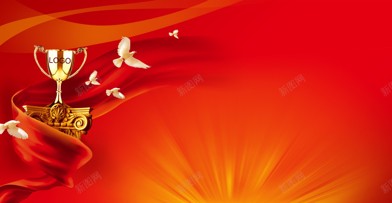 红色年华展板素材jpg设计背景_新图网 https://ixintu.com 红色展板 年会 颁奖晚会 晚会 红丝带 展板 背景 中国风