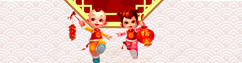中国图腾童子庆祝背景海报背景