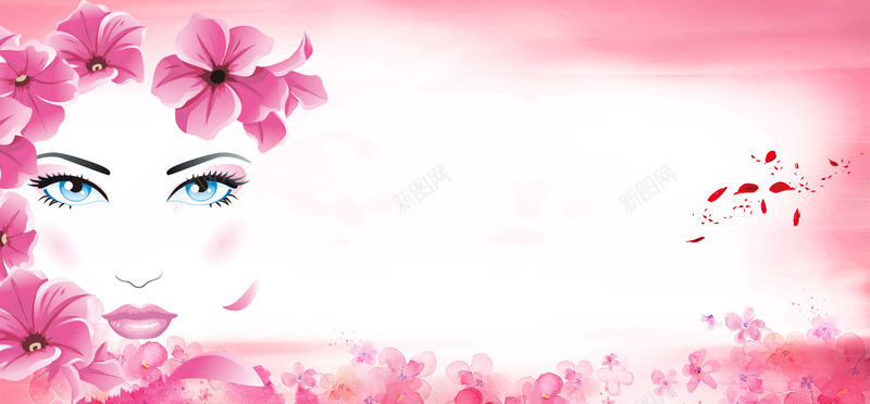 春季促销粉红浪漫清新背景素材背景