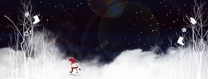 卡通圣诞节雪景详情页海报背景背景
