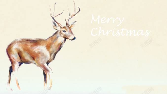 手绘麋鹿圣诞背景背景