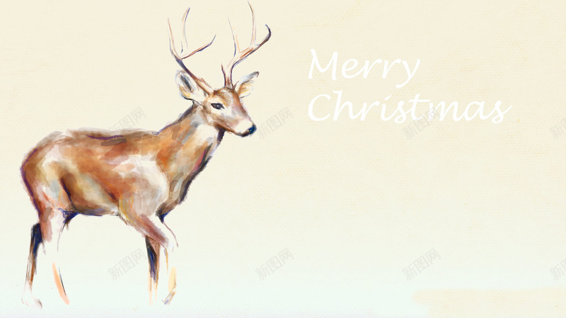 手绘麋鹿圣诞背景jpg设计背景_新图网 https://ixintu.com 圣诞 开心 手绘 白色 麋鹿