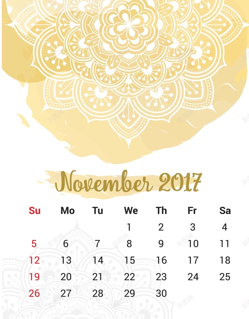 日历2017年11月挂历日期时间ai设计背景_新图网 https://ixintu.com 2017年 11月 挂历 日历 日期 时间 花纹 纹理 纹路 花朵