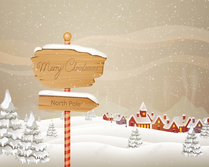 圣诞新年路牌指示海报eps设计背景_新图网 https://ixintu.com 圣诞 指示 新年 路牌 雪 冬天 房子 海报 卡通温暖 卡通 童趣 手绘