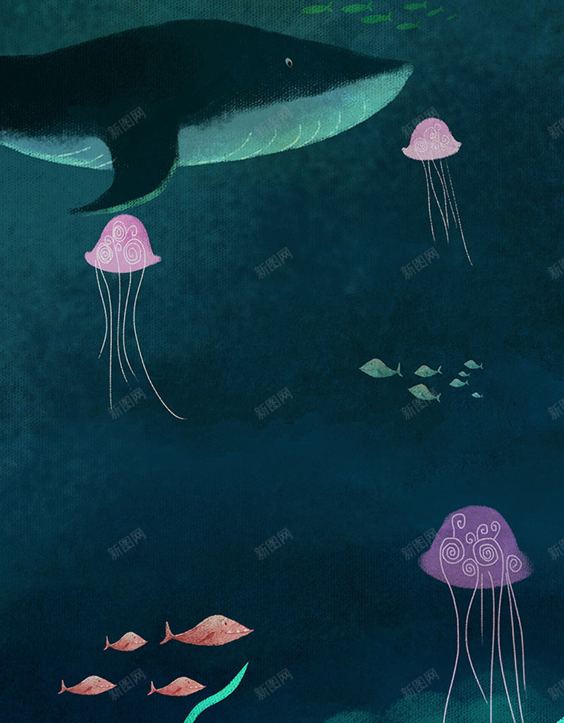 蓝色卡通海豚海洋平面广告jpg设计背景_新图网 https://ixintu.com 卡通背景 平面广告 蓝色背景 海洋 海豚 海底世界 清新背景 彩色