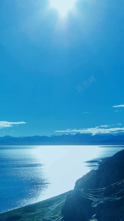 蓝色滤镜海边蓝色滤镜艺术风景H5背景高清图片