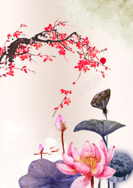 中国风花朵浅色背景素材背景