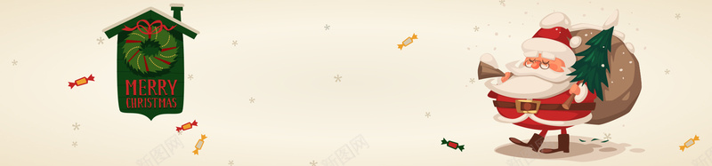 圣诞节bannerpsd设计背景_新图网 https://ixintu.com 圣诞老人 圣诞节 松树 糖果 雪花 卡通 童趣 手绘