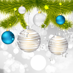 蓝色吊球圣诞节华丽金属质感花矢背景图高清图片