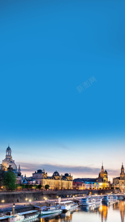 水城风景欧式建筑背景高清图片