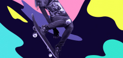几何滑板彩色滑板少年动感背景高清图片