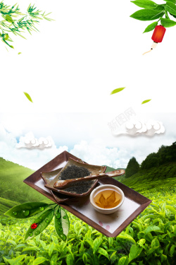 采茶制茶图绿色简约茶道文化海报高清图片