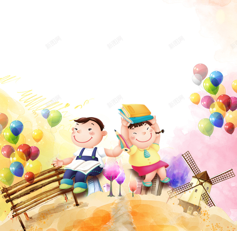 幼儿园招生展架背景素材psd设计背景_新图网 https://ixintu.com 快乐幼儿园 卡通人物 风车 气球 招生展板 幼儿园招生展架设计模板psd 展板 展架 易拉宝