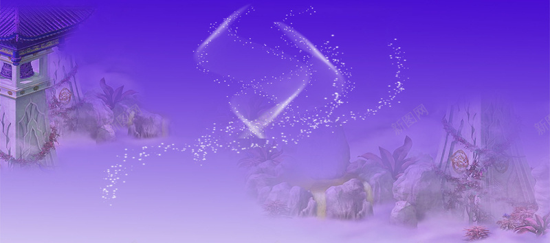 紫色梦幻花朵背景背景