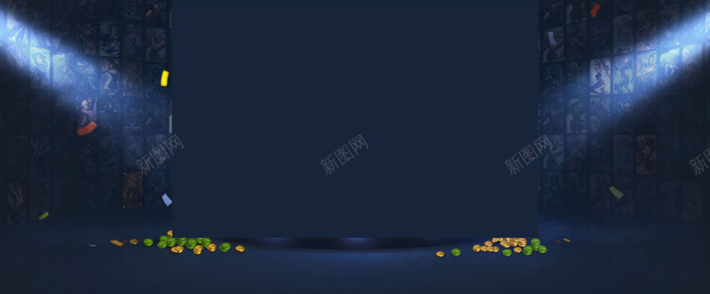 舞台背景jpg设计背景_新图网 https://ixintu.com 海报banner 射灯 蓝色 金币